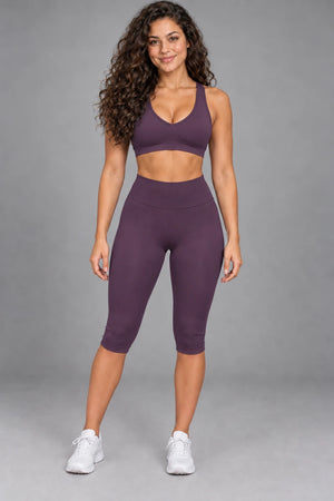 WEARHUB Nylon-Spandex Seamless Mid-Length Active Shorts — WHZ093 — Plum, color front view