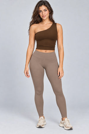 WEARHUB Nylon-Spandex Cloud-Soft Active Tank — WHZ096 — Birch Tea Brown, color front view