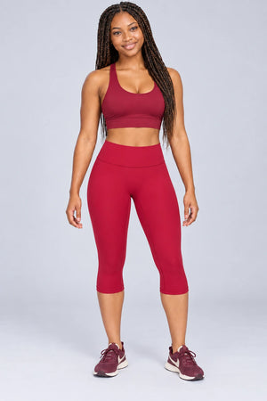 WEARHUB Nylon-Spandex Brushed Mid-Length Active Shorts — WHZ098 — Lava Red, color front view