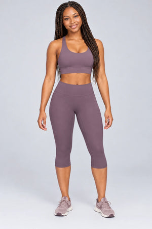 WEARHUB Nylon-Spandex Brushed Mid-Length Active Shorts — WHZ098 — Dusty Mauve, color front view