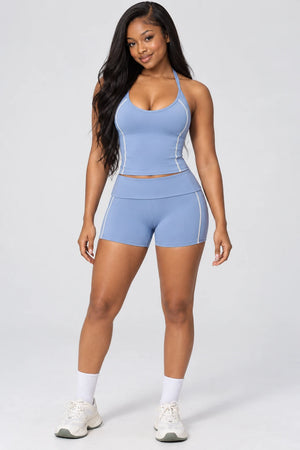 WEARHUB Nylon-Spandex Stretch Active Tank — WHZ102 — Ice Mist Blue, color front view