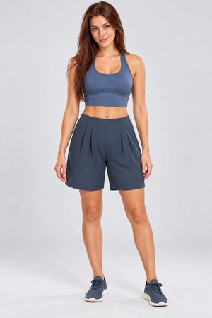 WEARHUB Nylon-Spandex Brushed Active Shorts — WHZ105 — Indigo Blue, color front view
