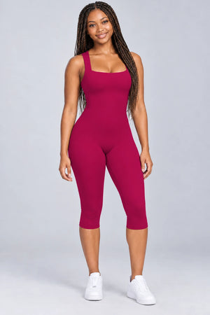 WEARHUB Nylon-Spandex Barely-There Active Jumpsuit — WHZ110 — Fuchsia, color front view