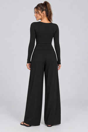WEARHUB Nylon-Spandex Brushed Long-Sleeve Active Top — WHZ122 — product, back view