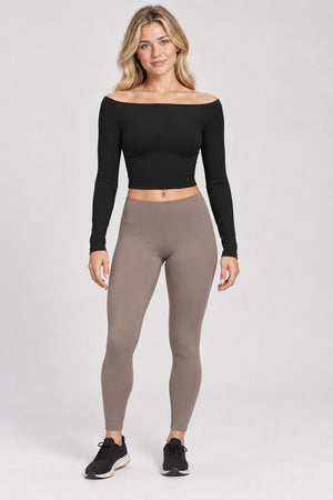 WEARHUB Nylon-Spandex Brushed Long-Sleeve Active Top — WHZ131 — Classic Black, front view