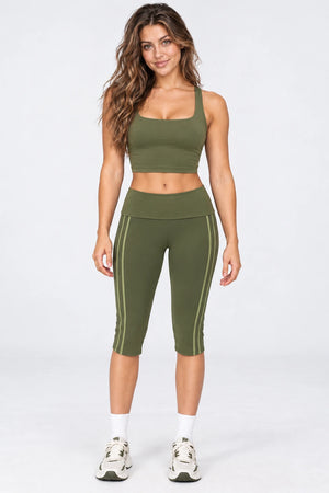 WEARHUB Nylon-Spandex Barely-There Mid-Length Active Shorts — WHZ146 — Moss Green, color front view