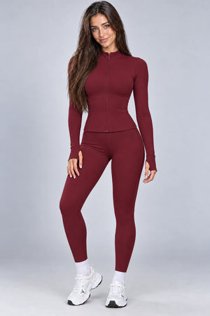 WEARHUB Nylon-Spandex Seamless Active Jacket — WHZ149 — Cherry Red, color front view
