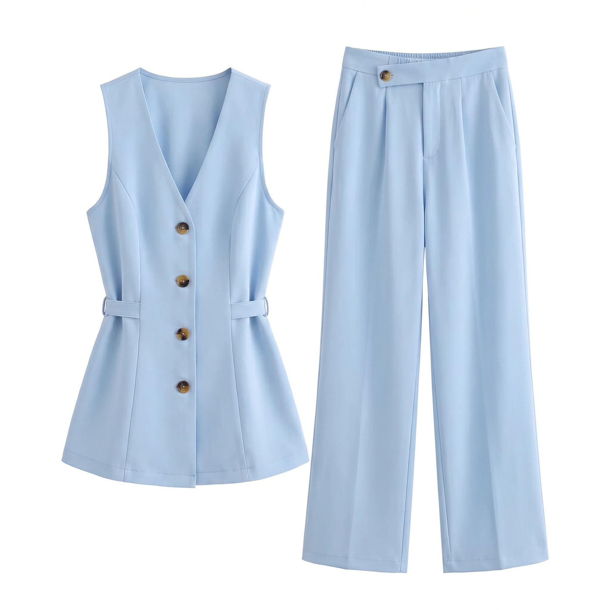 Sleeveless Vest Wide Leg Set WHD0605002-260348