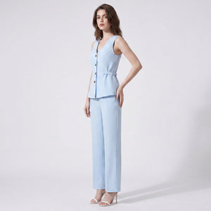 Sleeveless Vest Wide Leg Set WHD0605002-260348