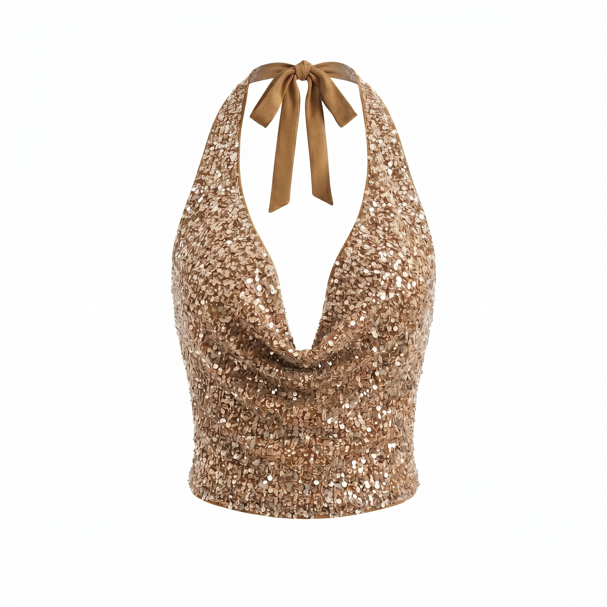 Sequin Halter Crop Top WHD0605003-250805