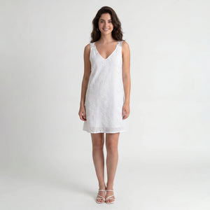 White Eyelet V-Neck Dress WHD0605005-230574