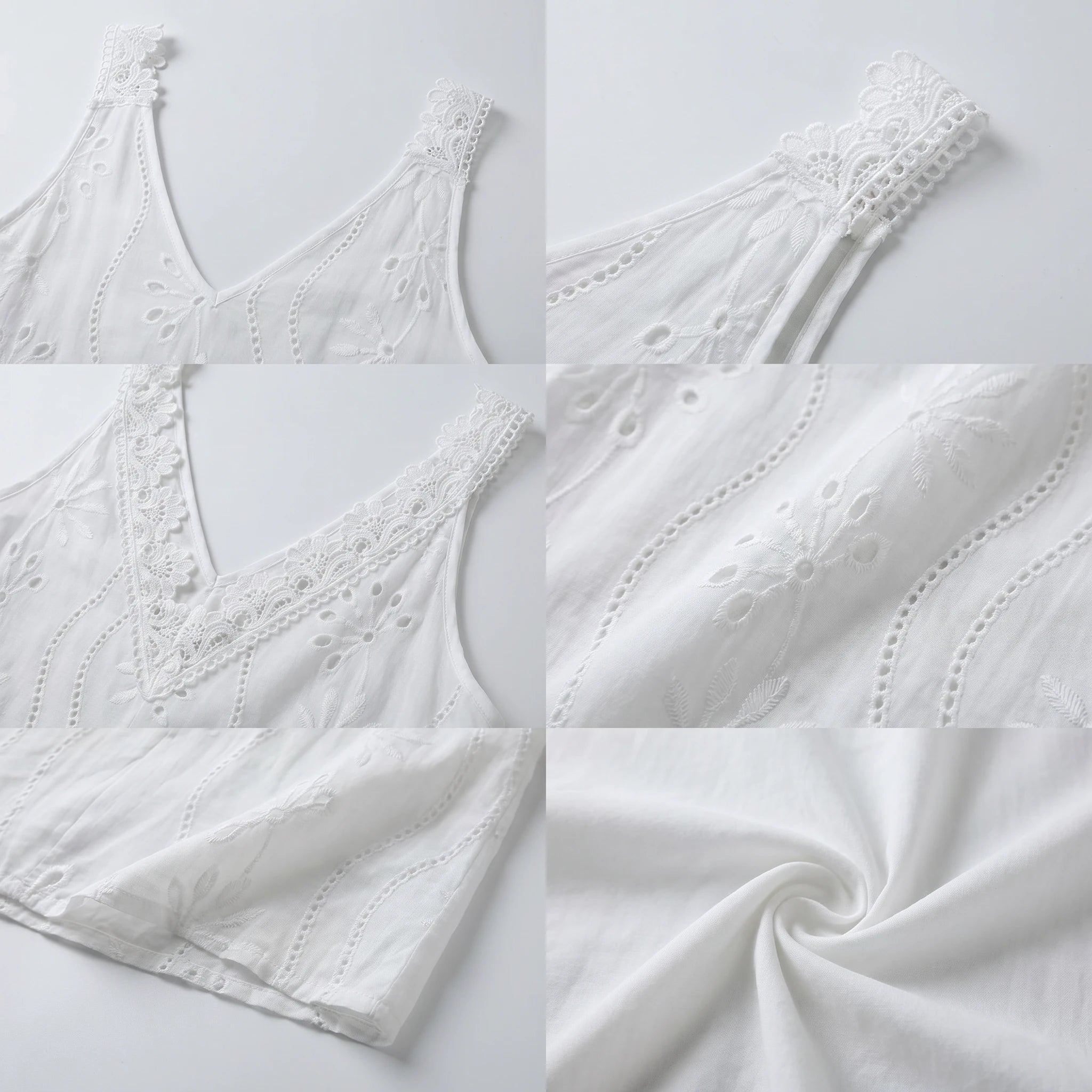 White Eyelet V-Neck Dress WHD0605005-230574