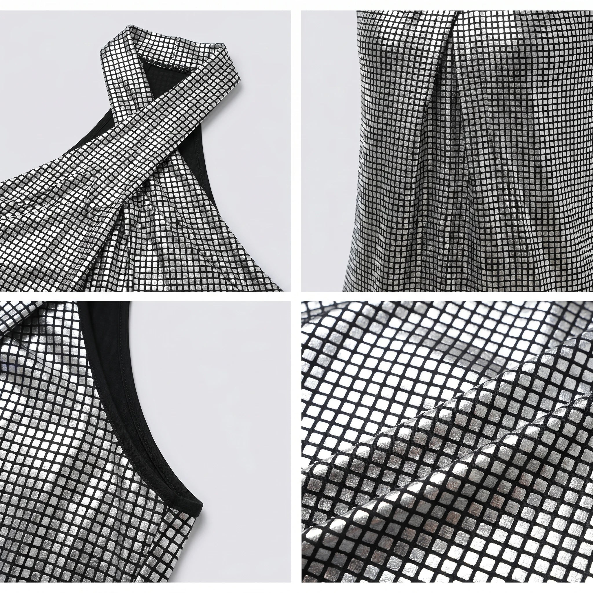 Metallic Grid Halter Top WHD0605008-230428