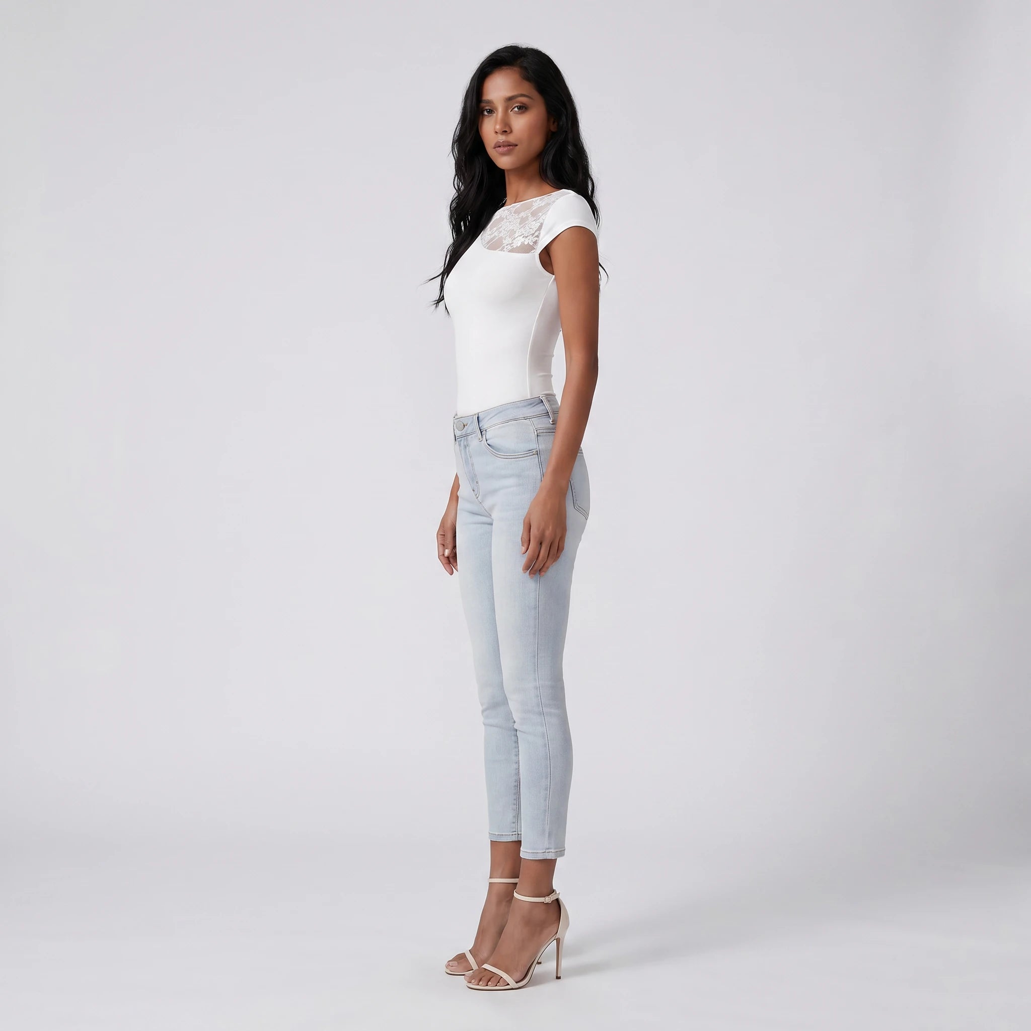 Lace Panel Fitted Bodysuit WHD0605009-250315