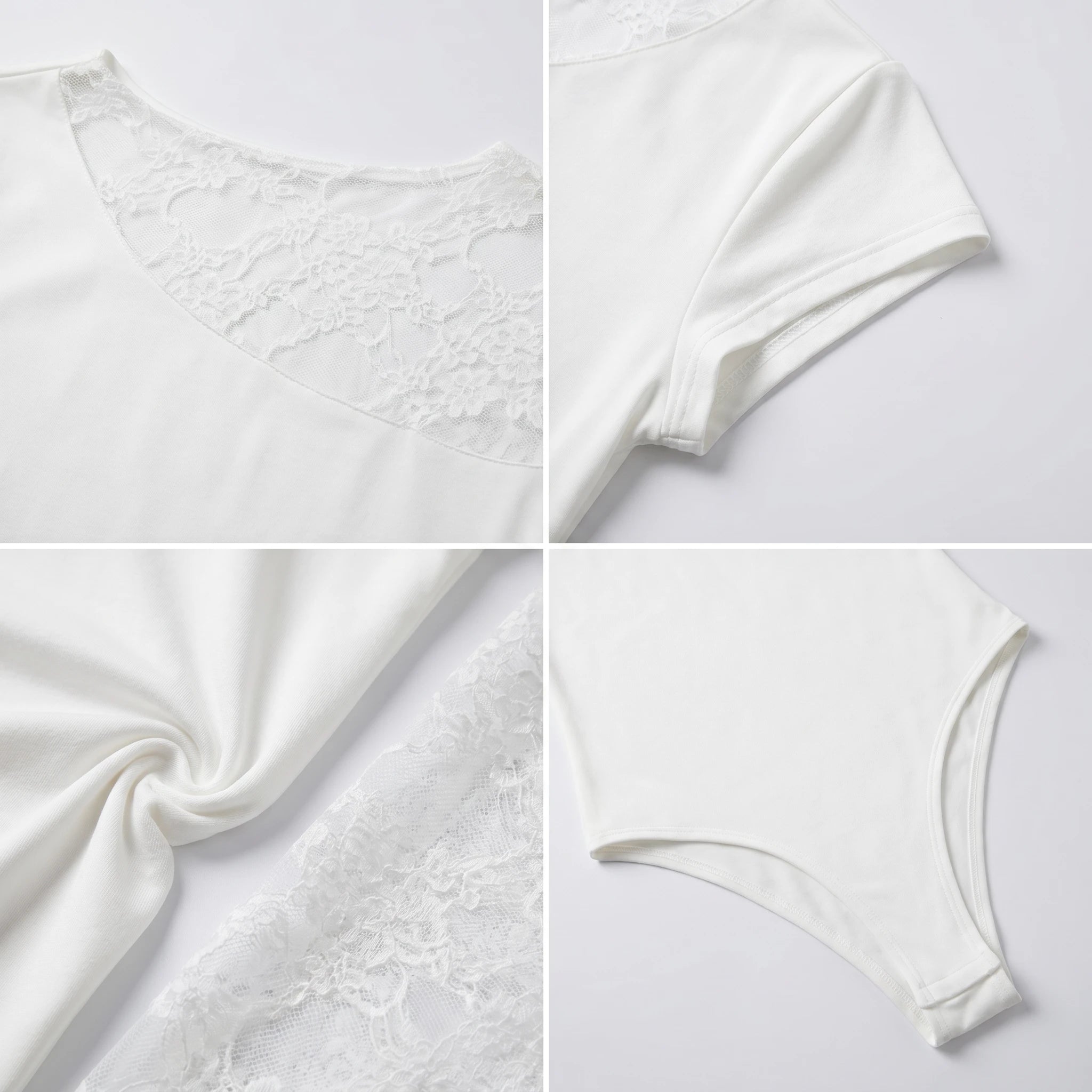 Lace Panel Fitted Bodysuit WHD0605009-250315