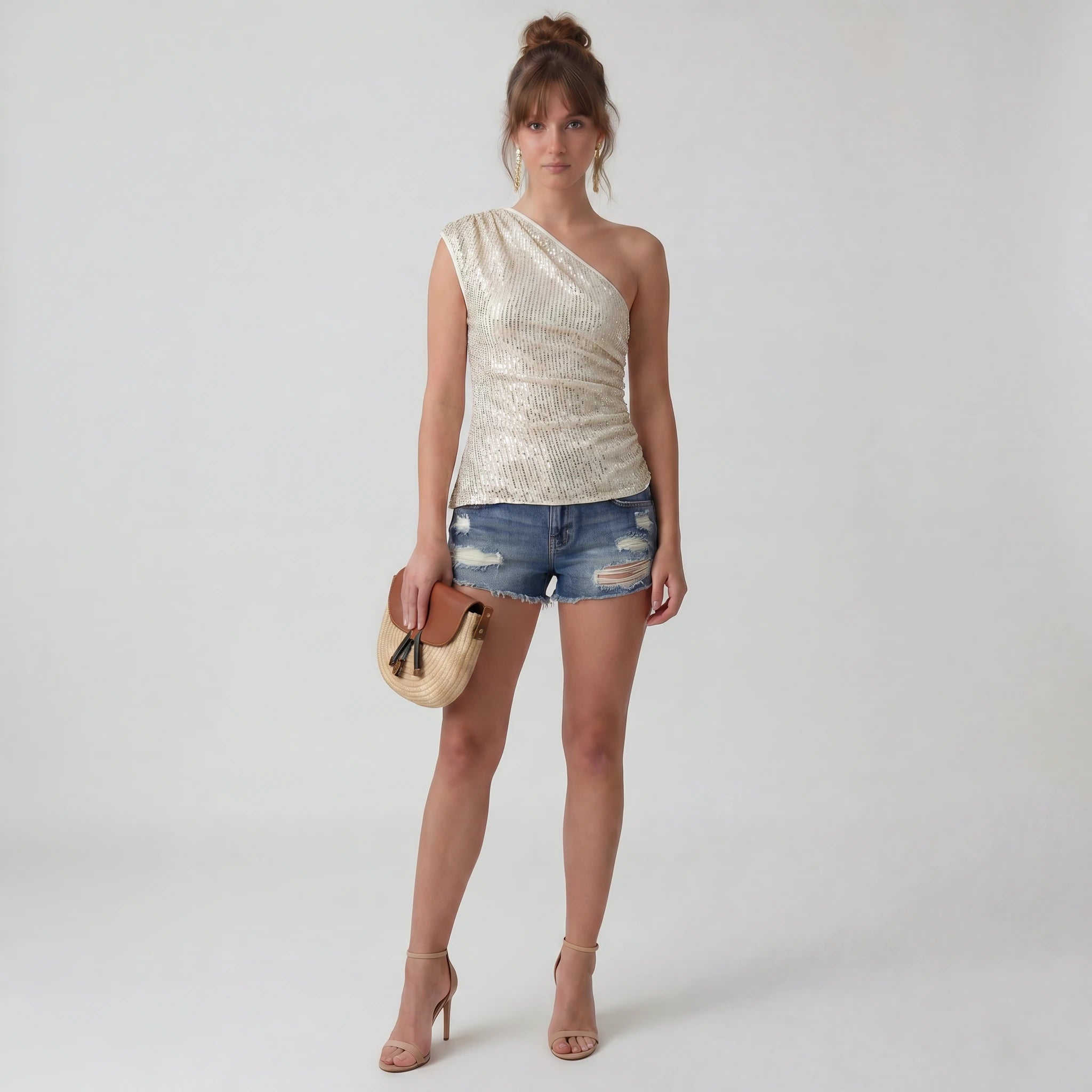 Sequin One-Shoulder Top WHD0605010-250379