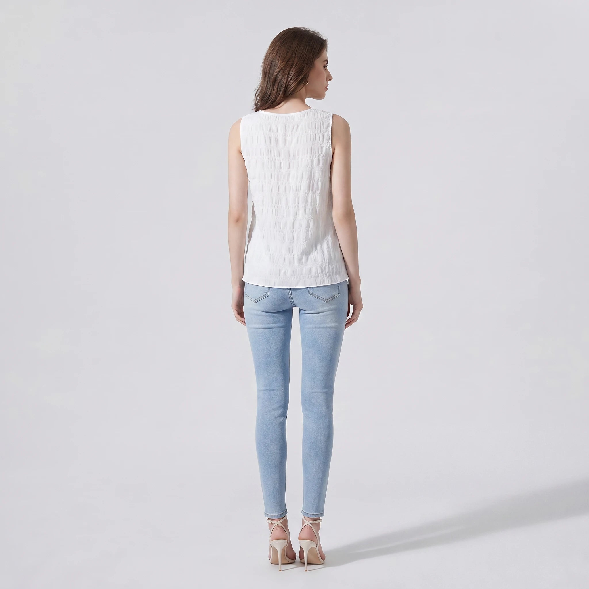 Lace Yoke Sleeveless Top WHD0605011-240352
