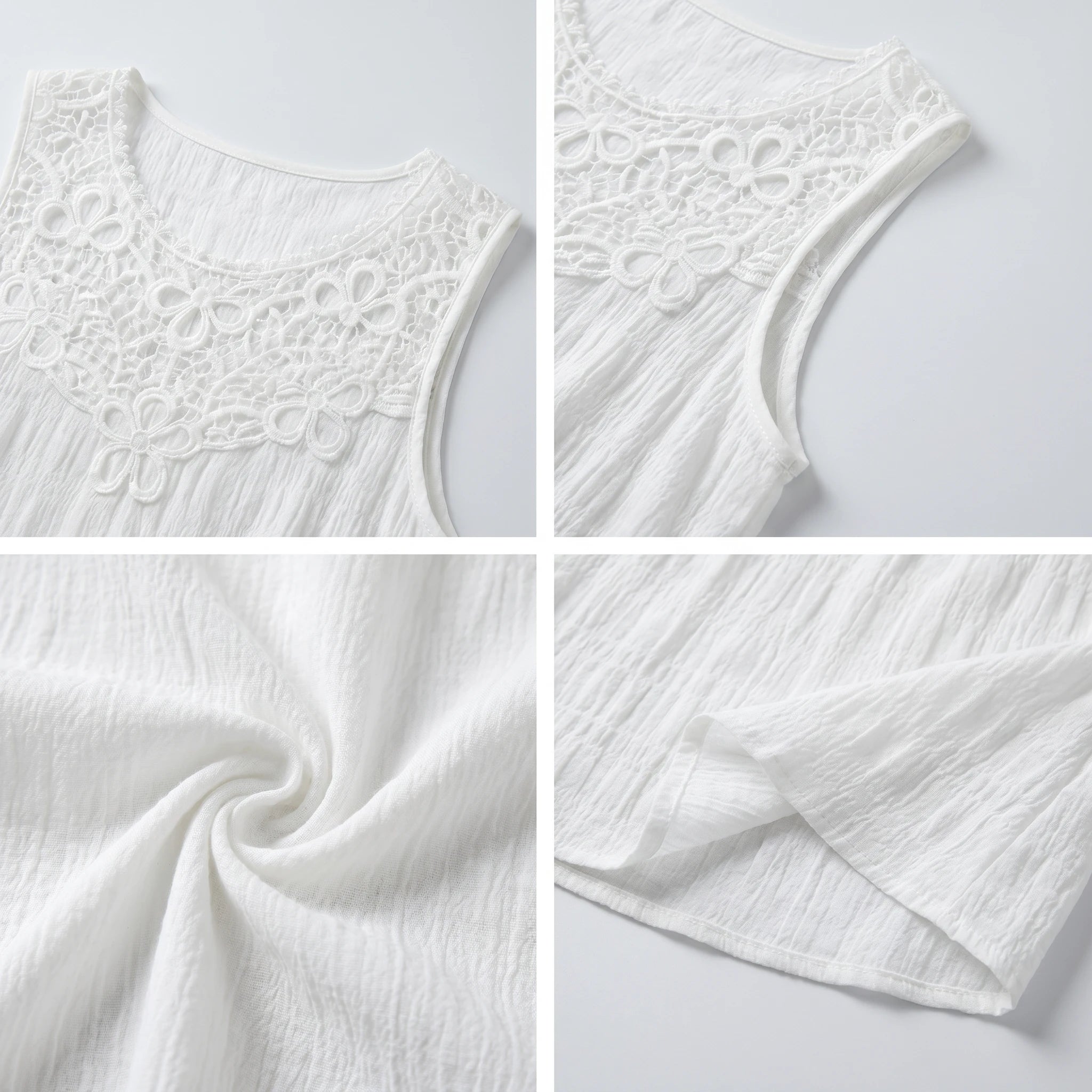Lace Yoke Sleeveless Top WHD0605011-240352