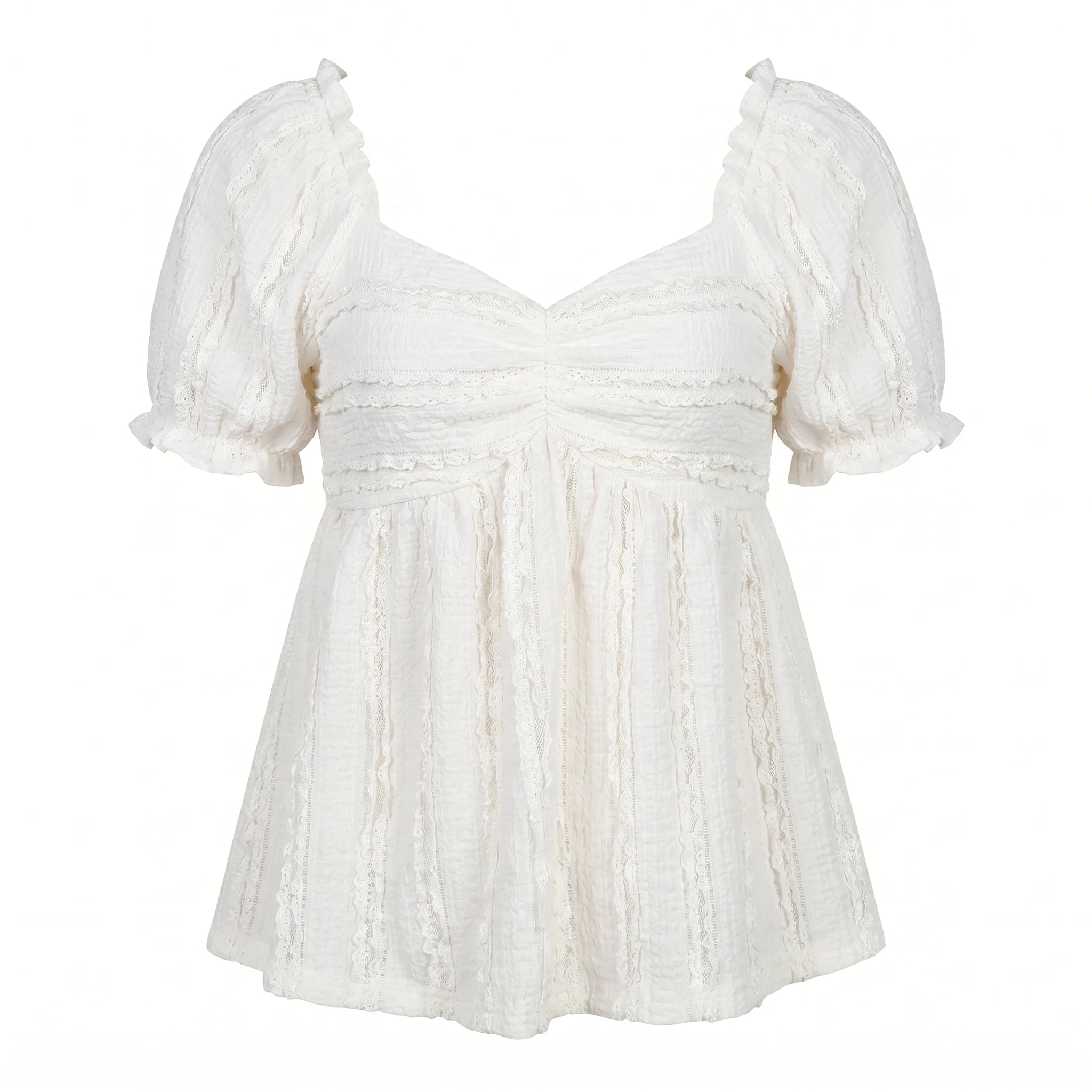 Textured Puff Sleeve Top WHD0605012-250323