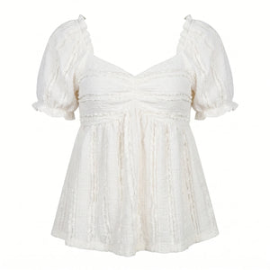 Textured Puff Sleeve Top WHD0605012-250323