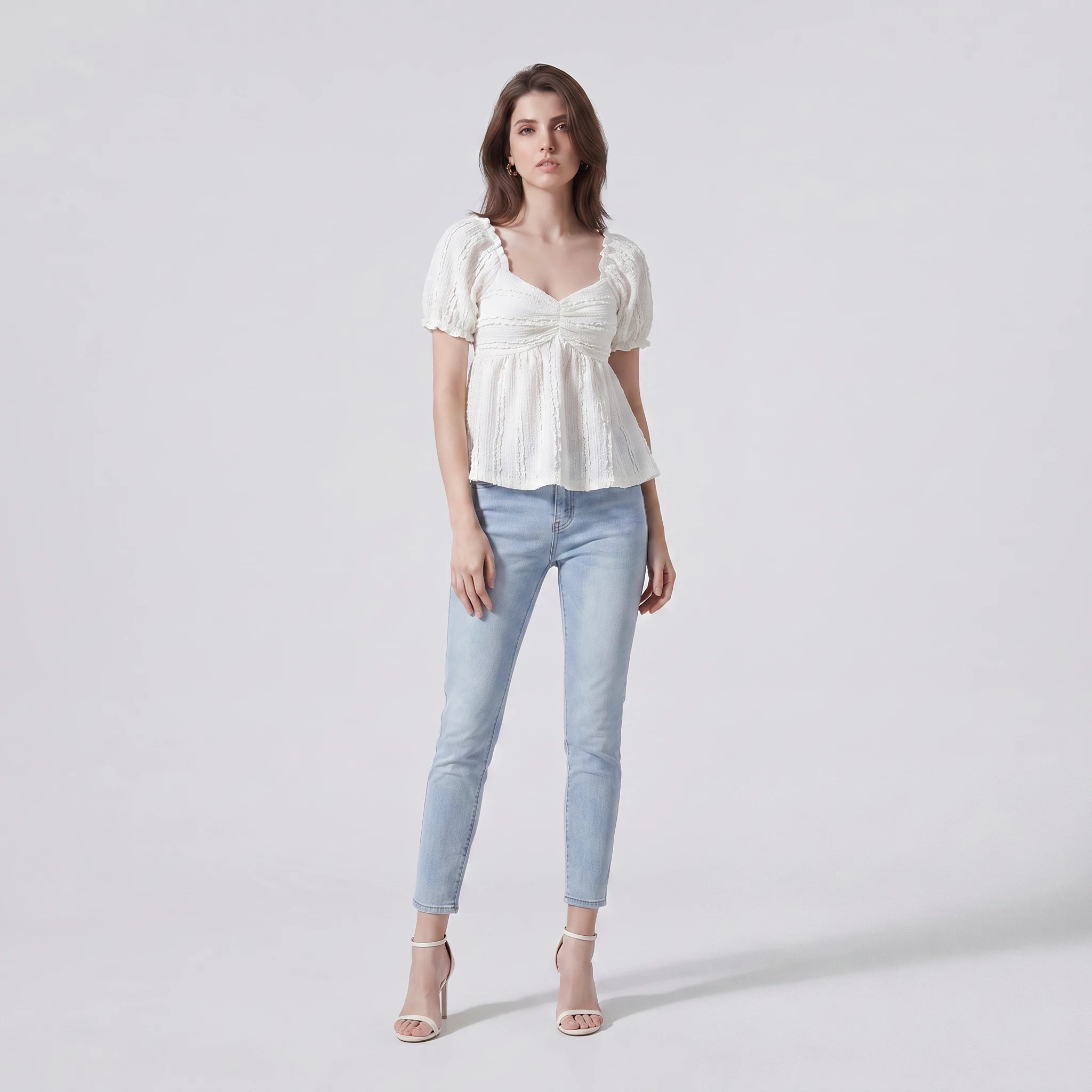 Textured Puff Sleeve Top WHD0605012-250323