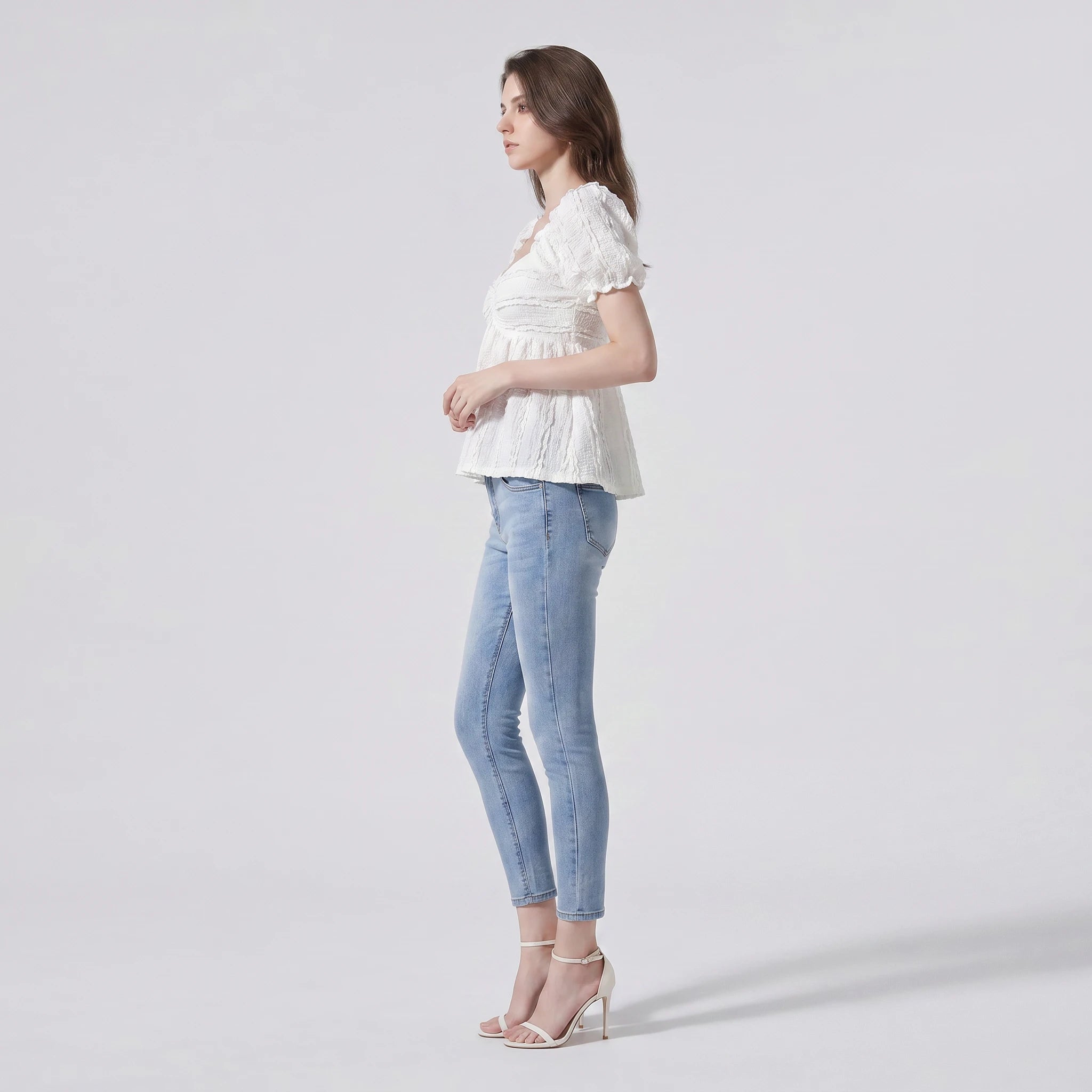 Textured Puff Sleeve Top WHD0605012-250323