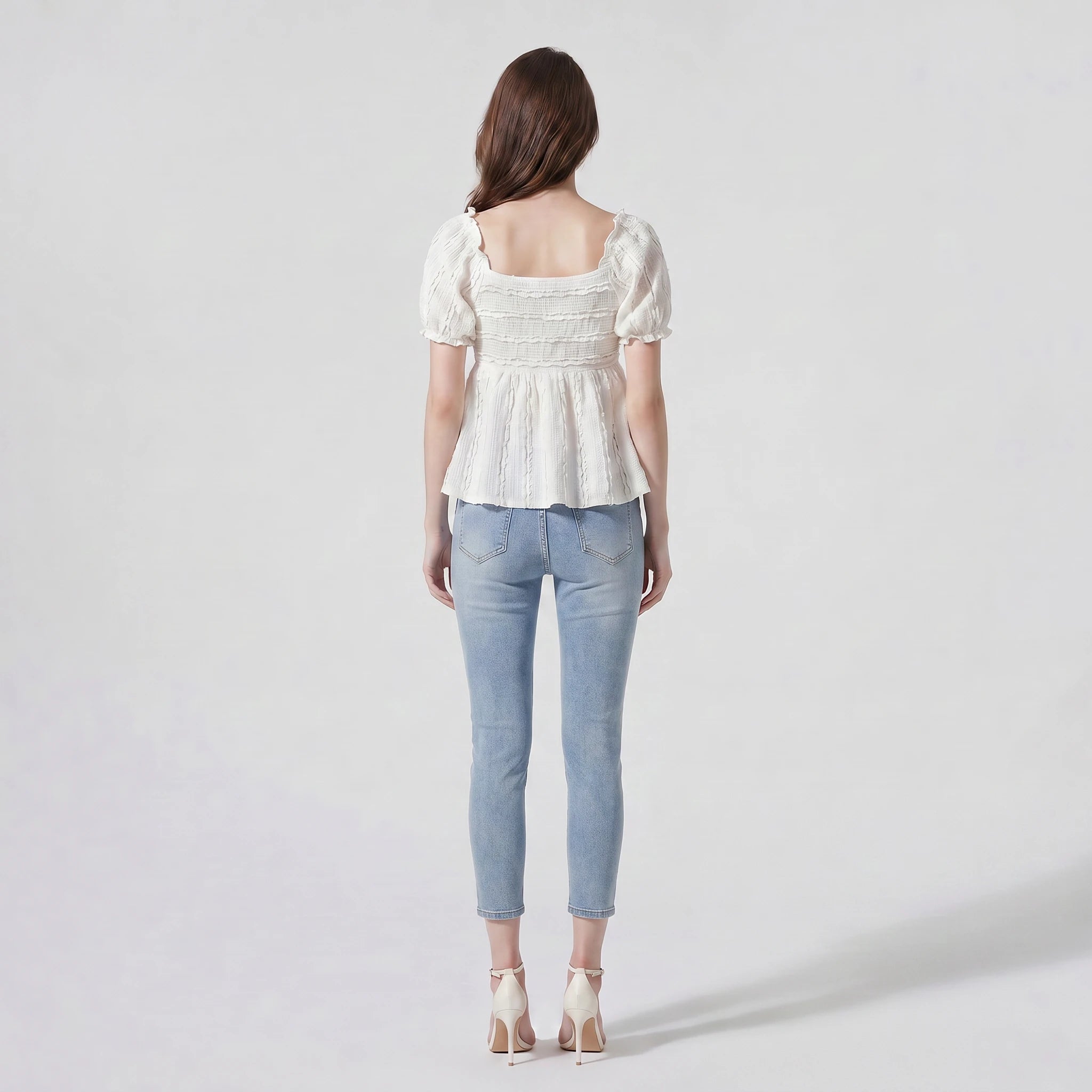 Textured Puff Sleeve Top WHD0605012-250323
