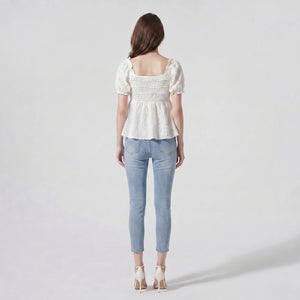 Textured Puff Sleeve Top WHD0605012-250323