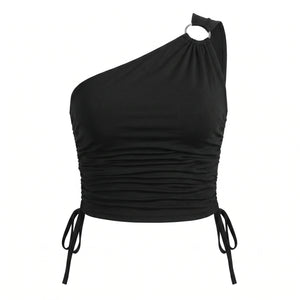 Asymmetric Ruched Cutout Top WHD0605013-230580