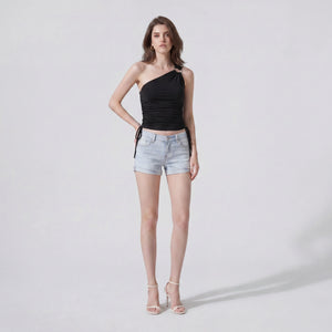 Asymmetric Ruched Cutout Top WHD0605013-230580