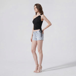 Asymmetric Ruched Cutout Top WHD0605013-230580
