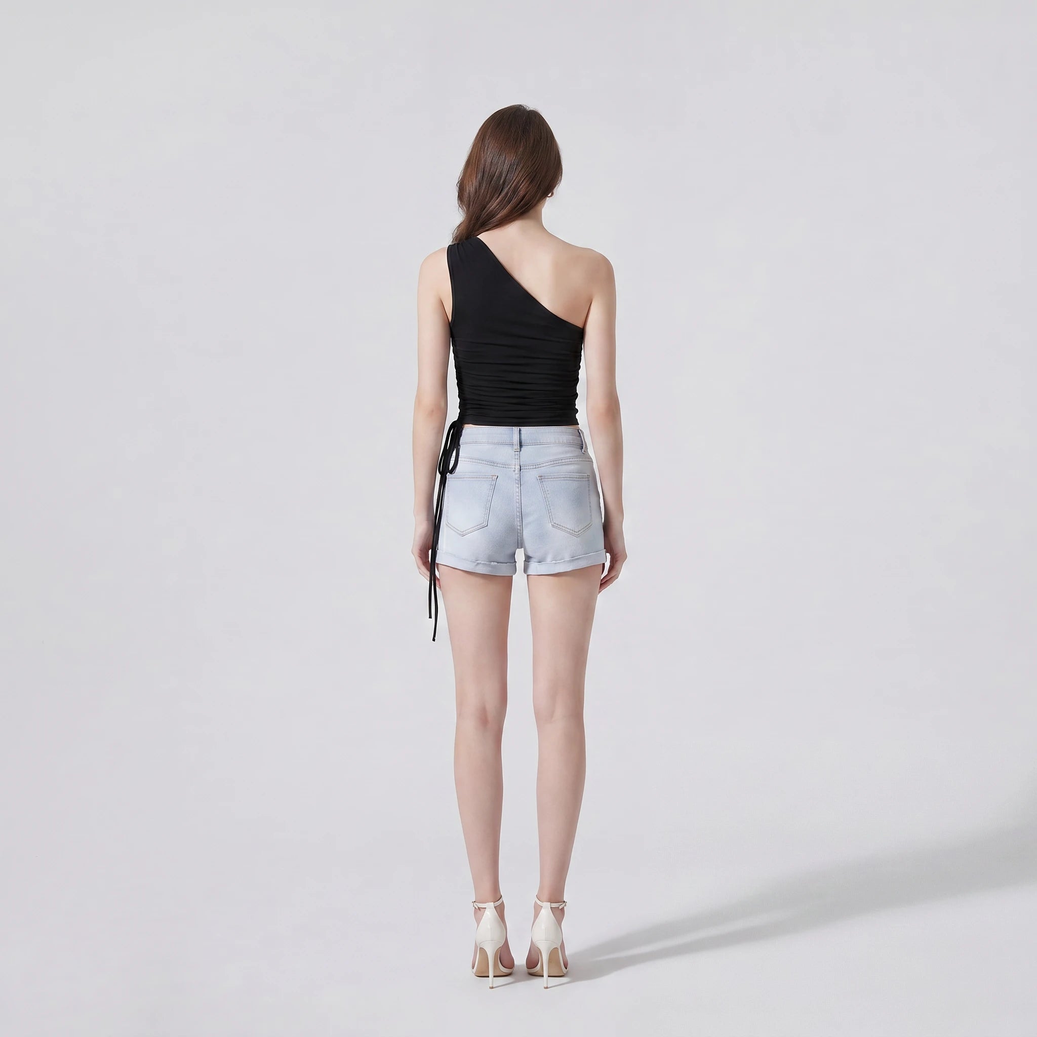 Asymmetric Ruched Cutout Top WHD0605013-230580
