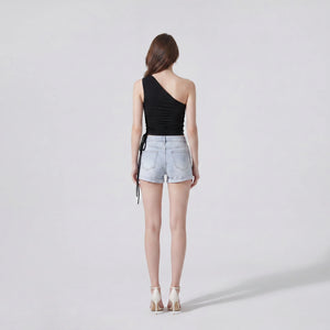 Asymmetric Ruched Cutout Top WHD0605013-230580