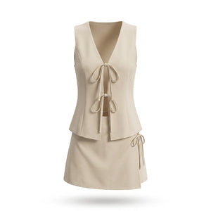 Tie Front Vest Skort Set WHD0605014-F1029