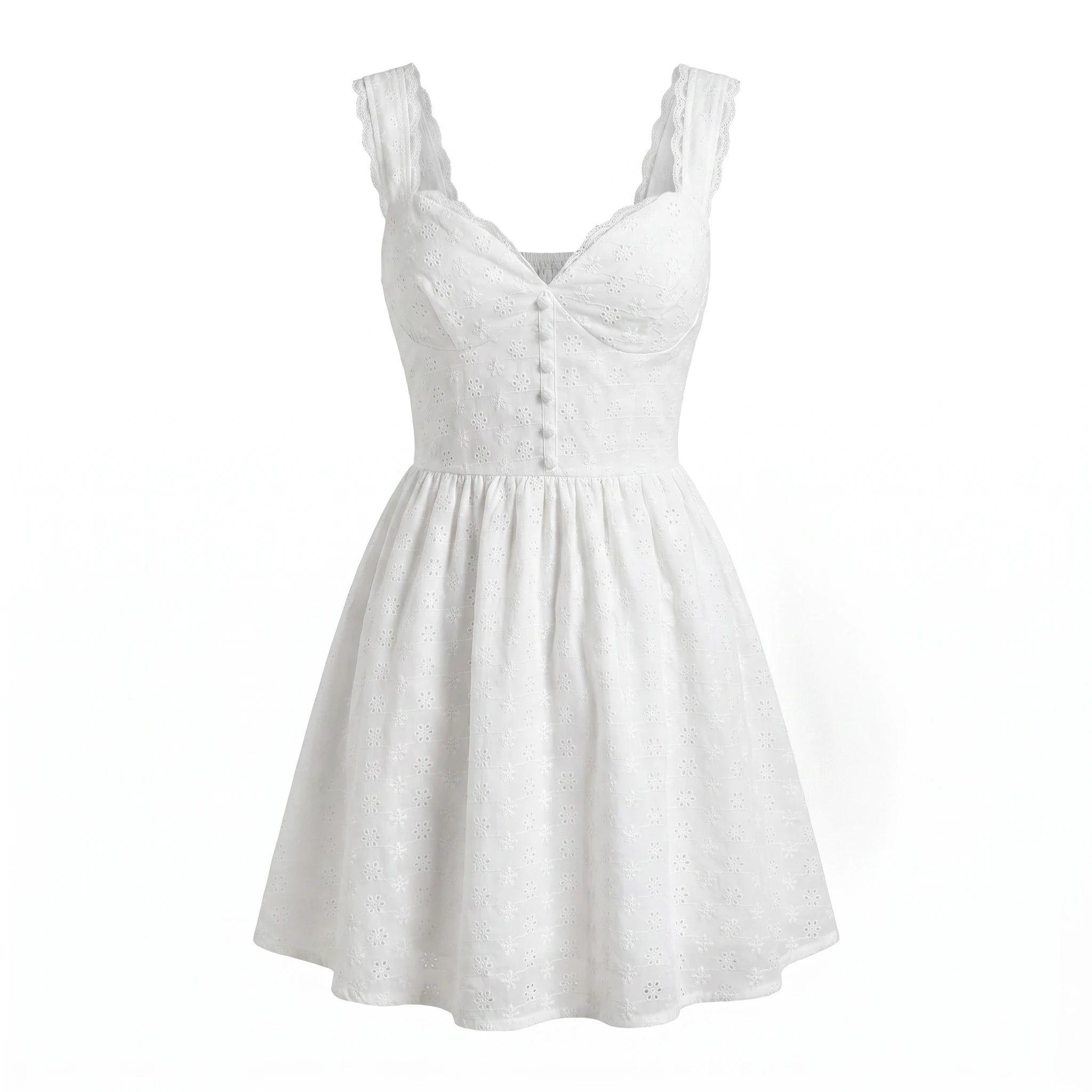 White Eyelet Mini Dress WHD0605015-250489