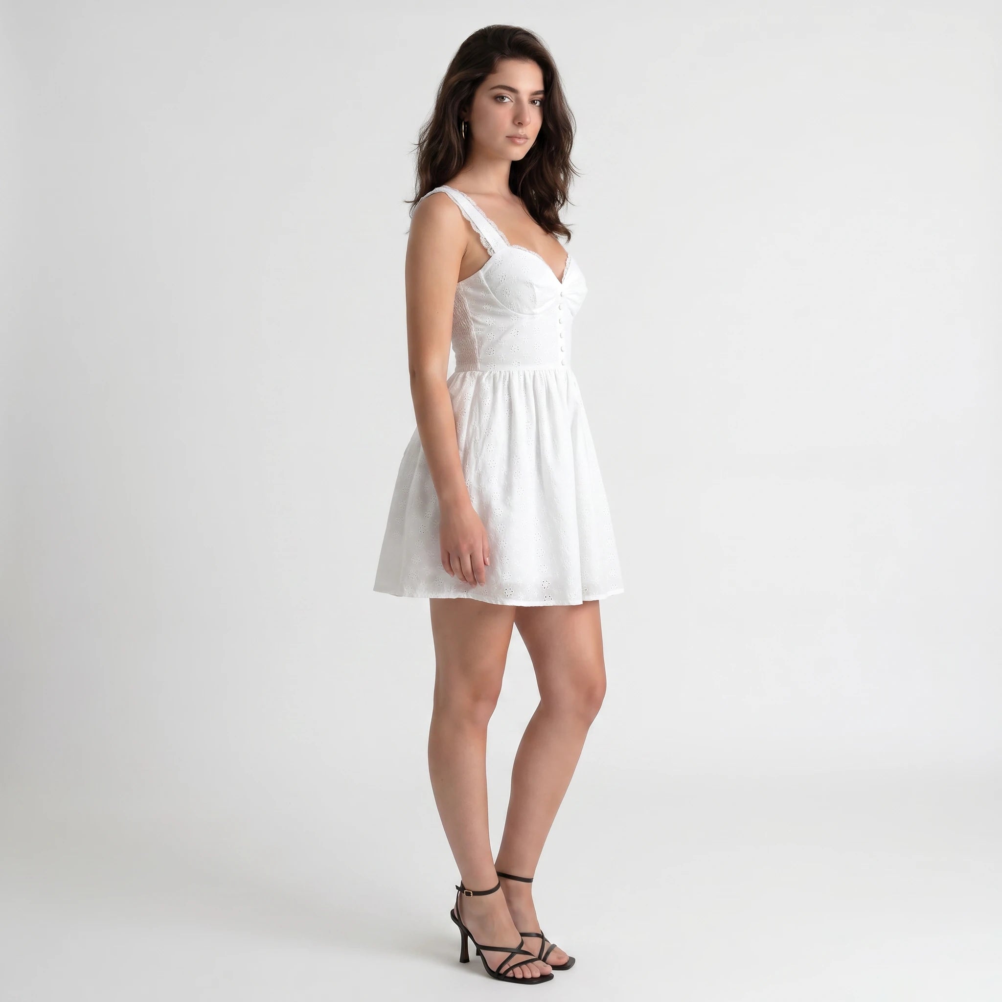 White Eyelet Mini Dress WHD0605015-250489