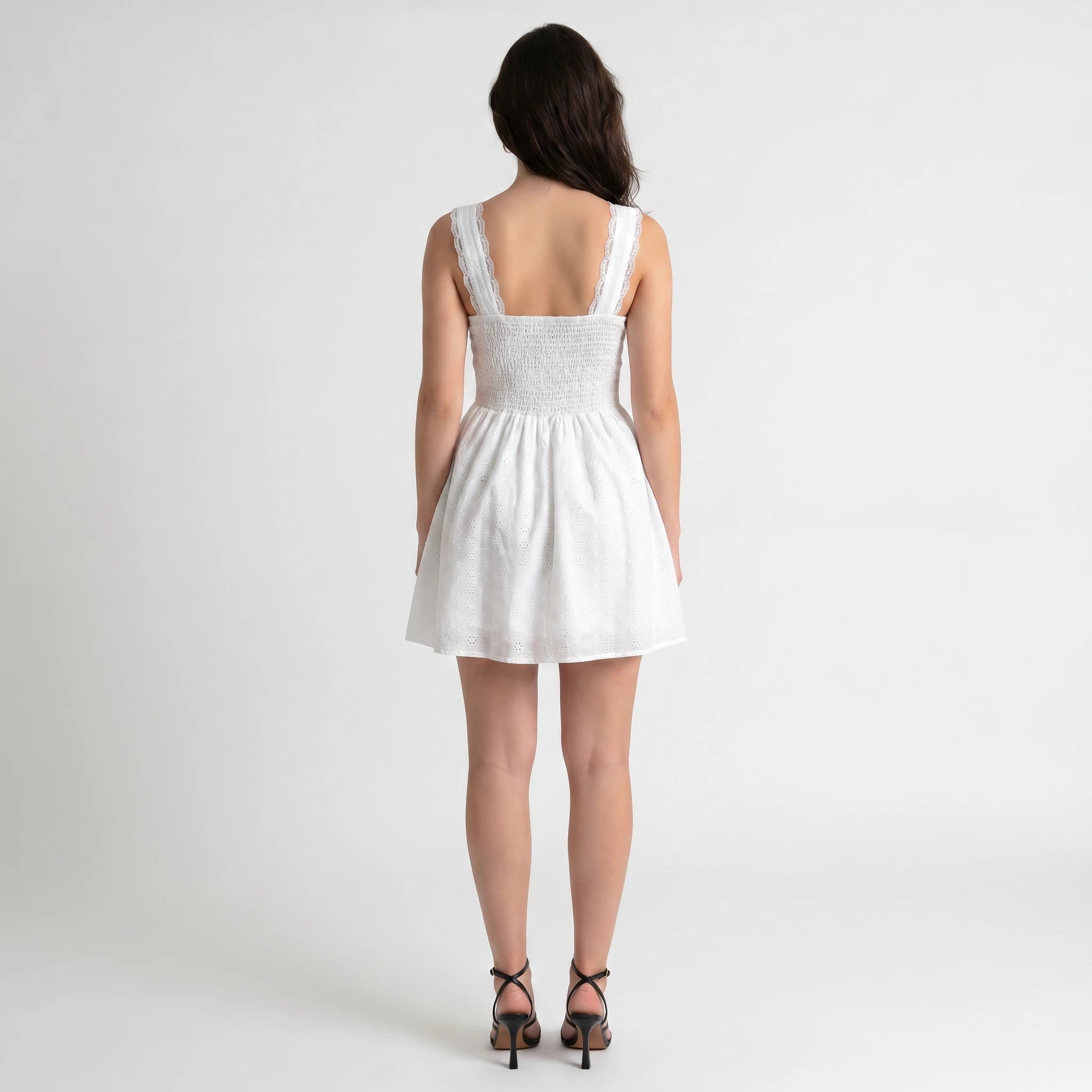 White Eyelet Mini Dress WHD0605015-250489