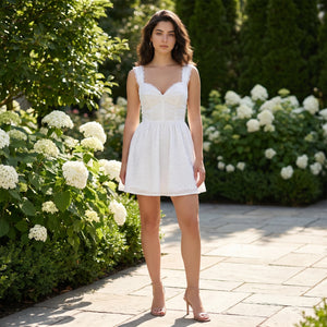 White Eyelet Mini Dress WHD0605015-250489
