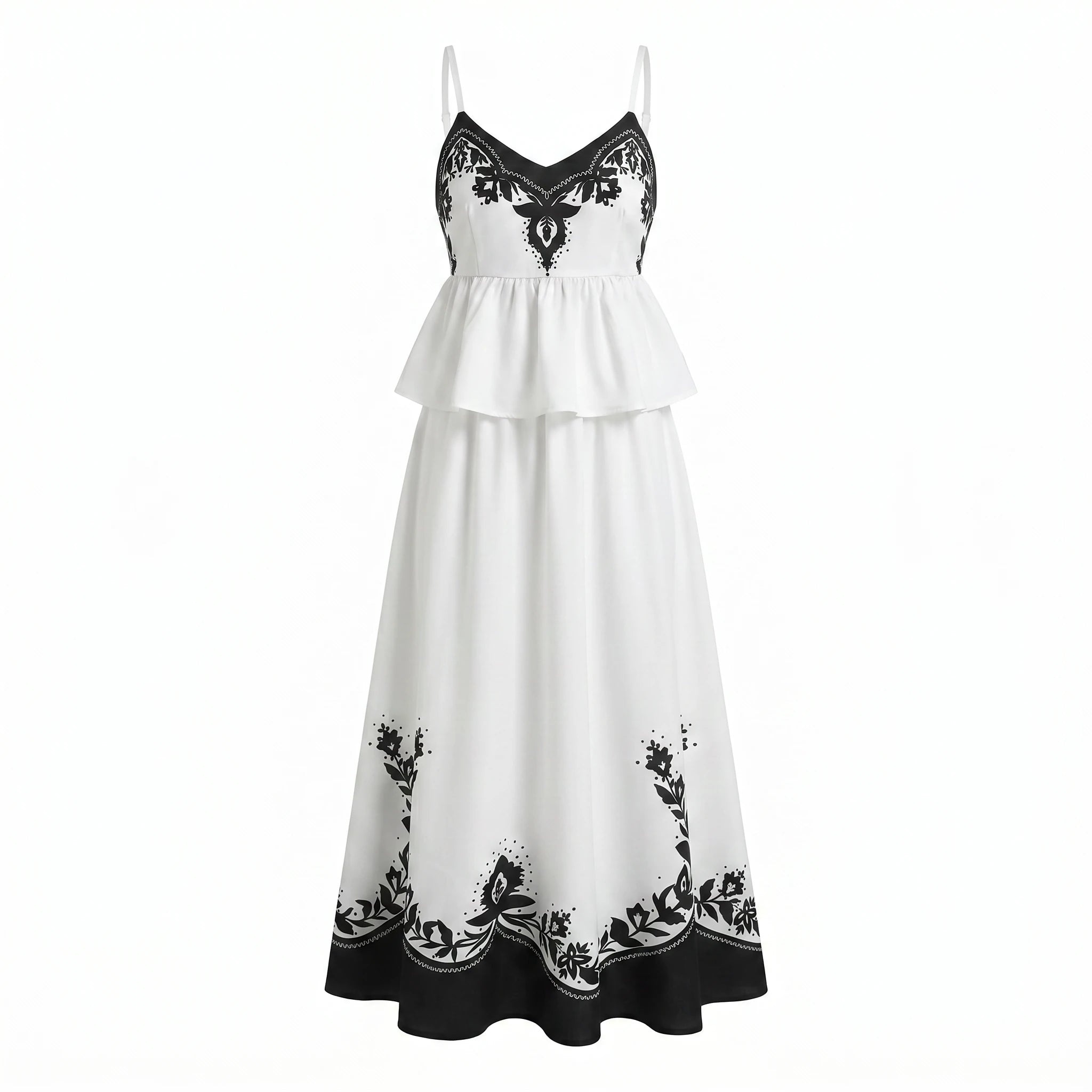 Printed Peplum Maxi Dress WHD0605018-250604