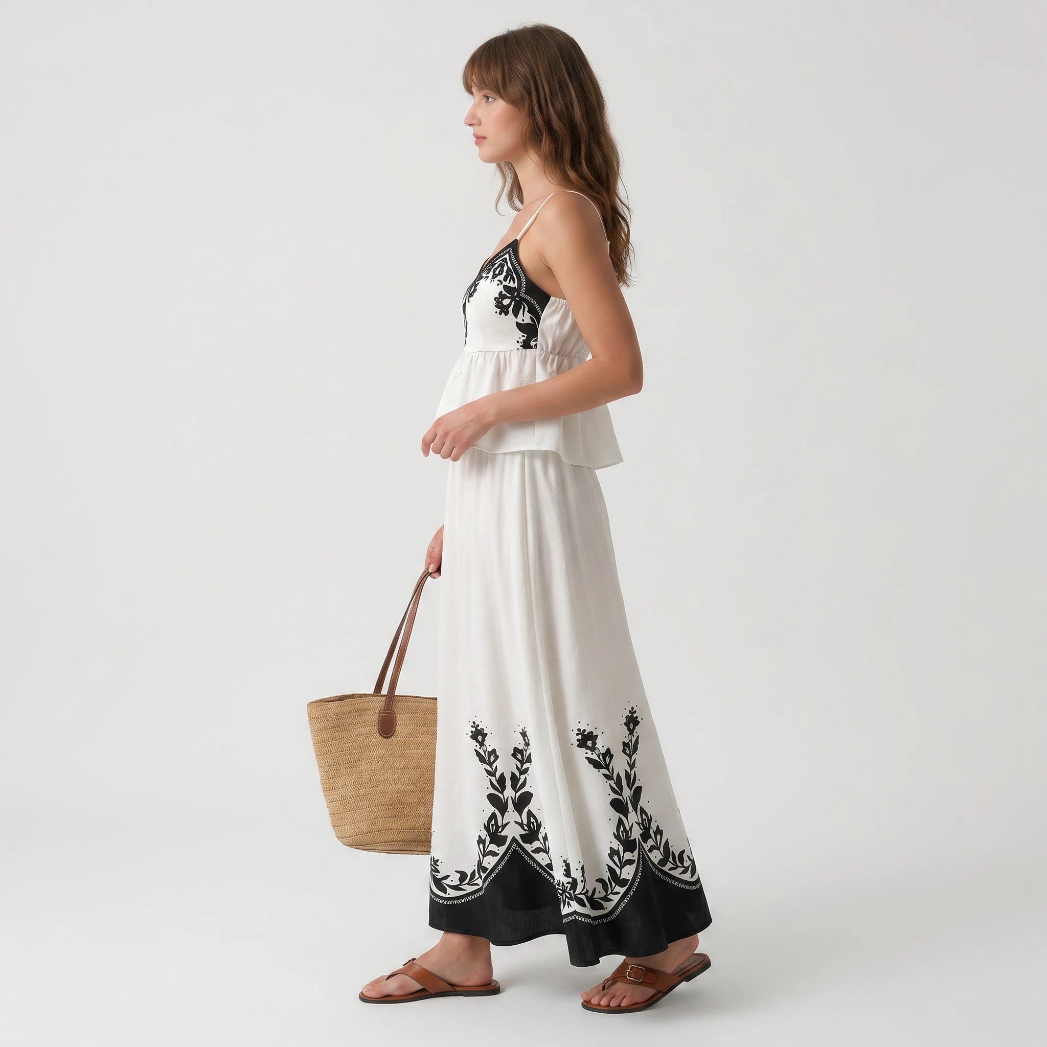 Printed Peplum Maxi Dress WHD0605018-250604