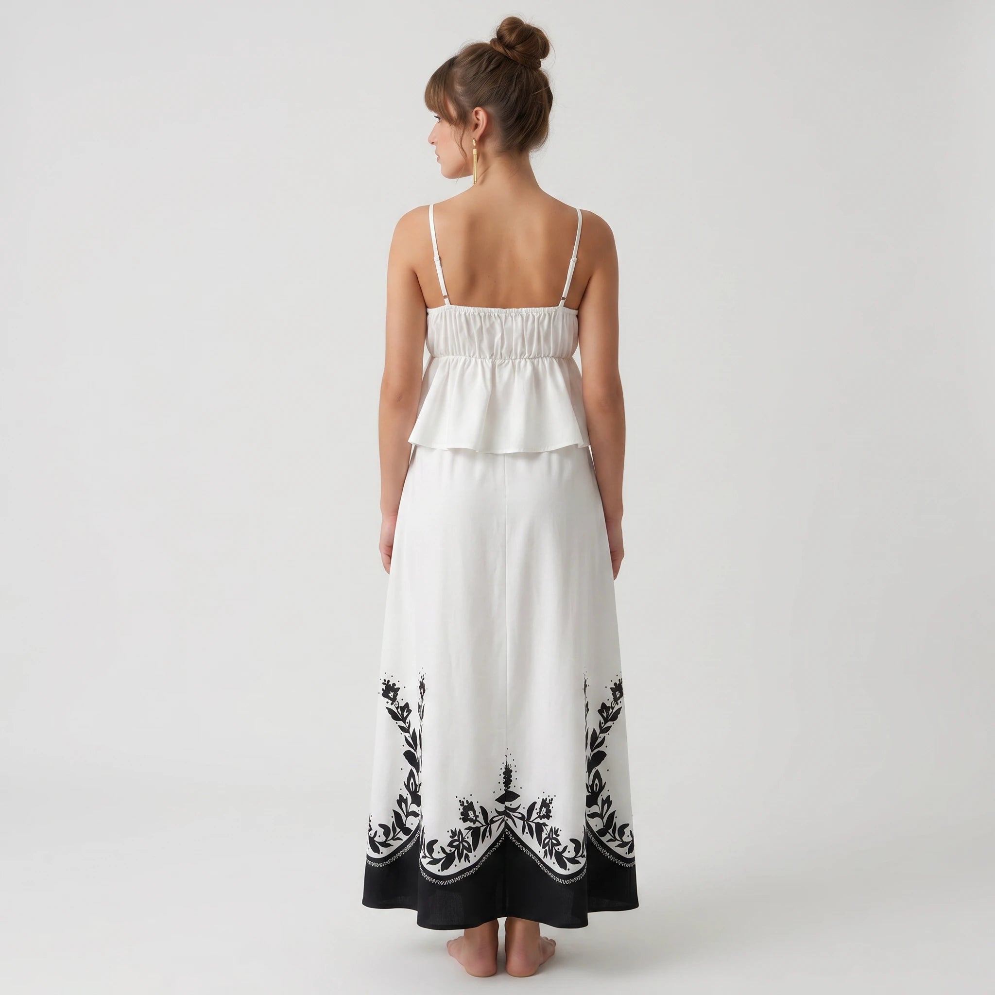 Printed Peplum Maxi Dress WHD0605018-250604