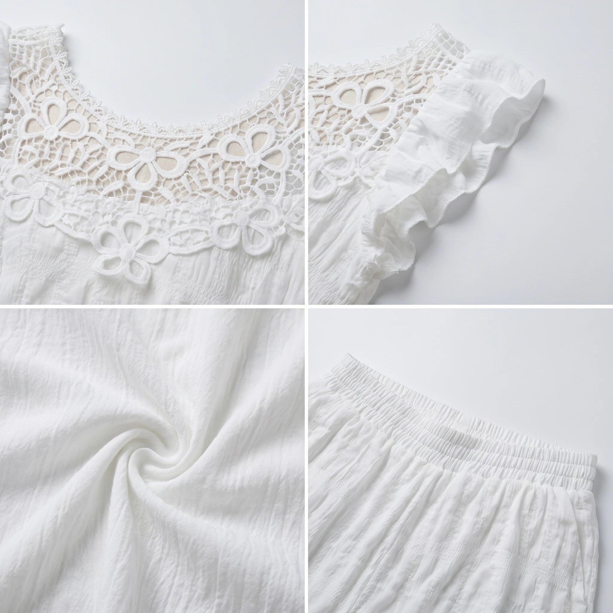 Eyelet Ruffle Sleeve Blouse WHD0605021-250705-250705