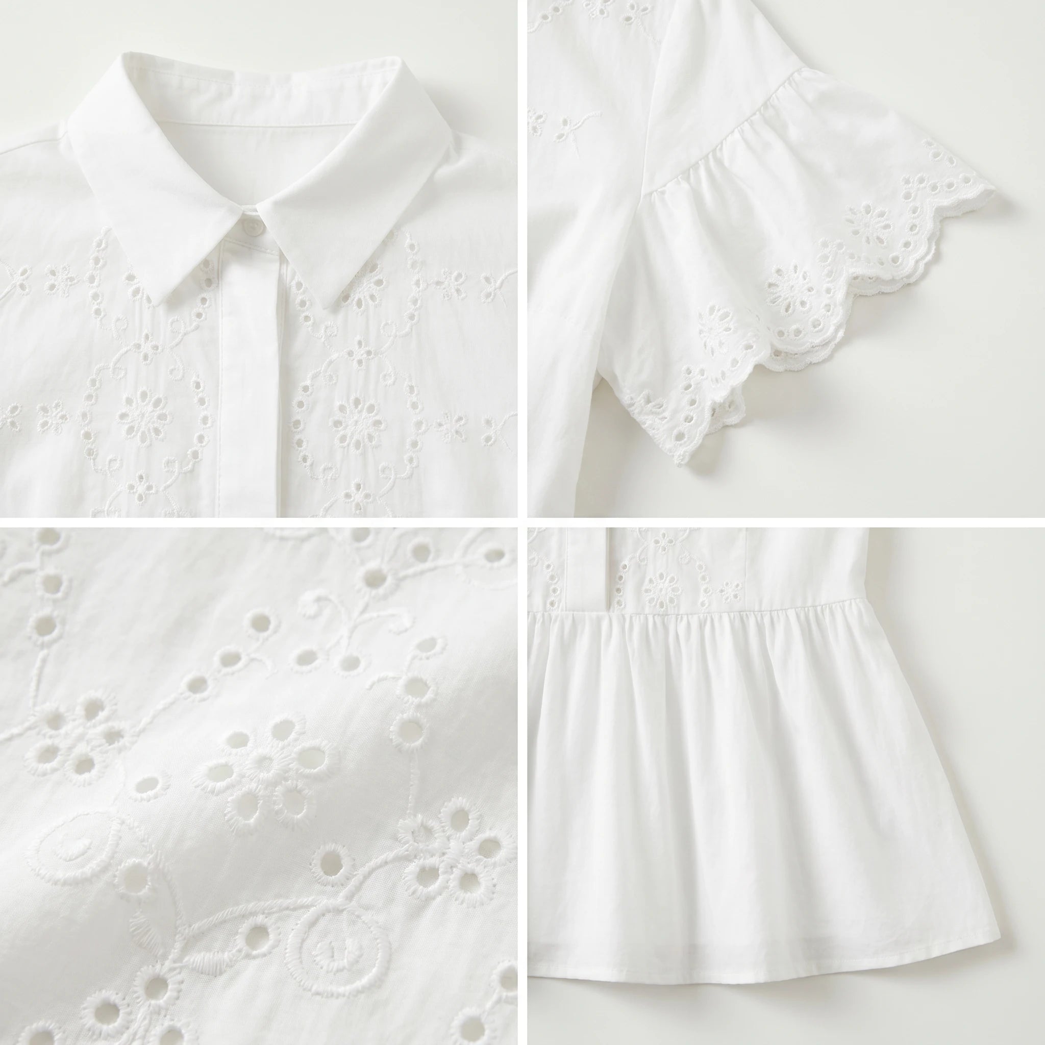 Eyelet Ruffle Sleeve Blouse WHD0605022-250235
