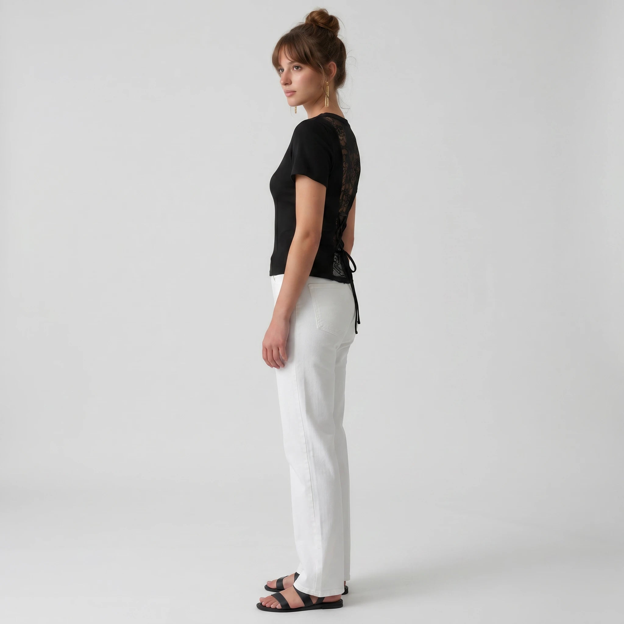 Lace-Up Back T-Shirt WHD0605023-S-2604108