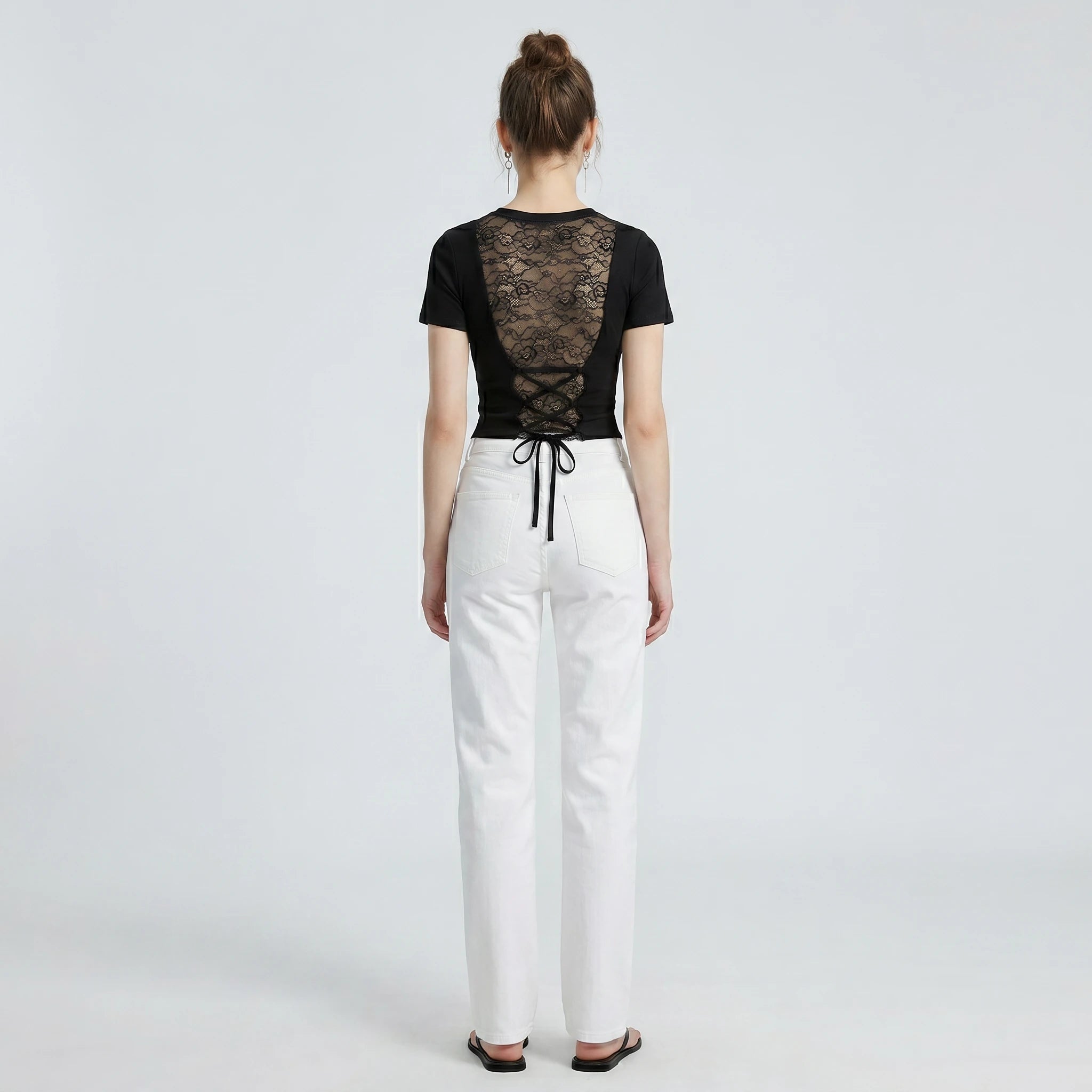 Lace-Up Back T-Shirt WHD0605023-S-2604108