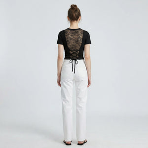Lace-Up Back T-Shirt WHD0605023-S-2604108
