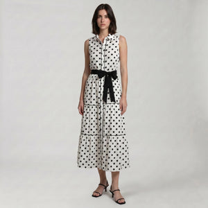 Polka Dot Tie-Waist Maxi Dress WHD0605027-S-260351