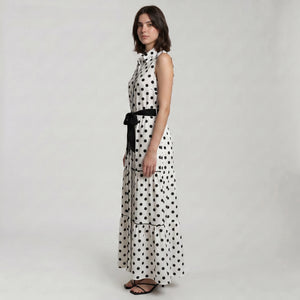 Polka Dot Tie-Waist Maxi Dress WHD0605027-S-260351