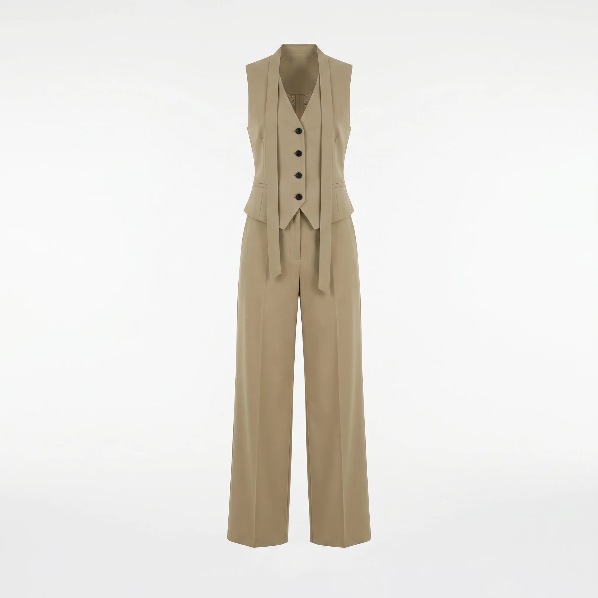 Khaki Vest Wide Leg Set WHD0605029-S-2604111