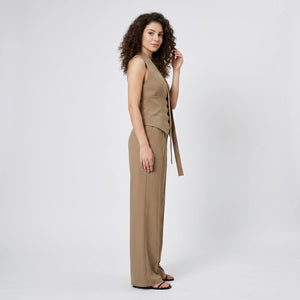 Khaki Vest Wide Leg Set WHD0605029-S-2604111